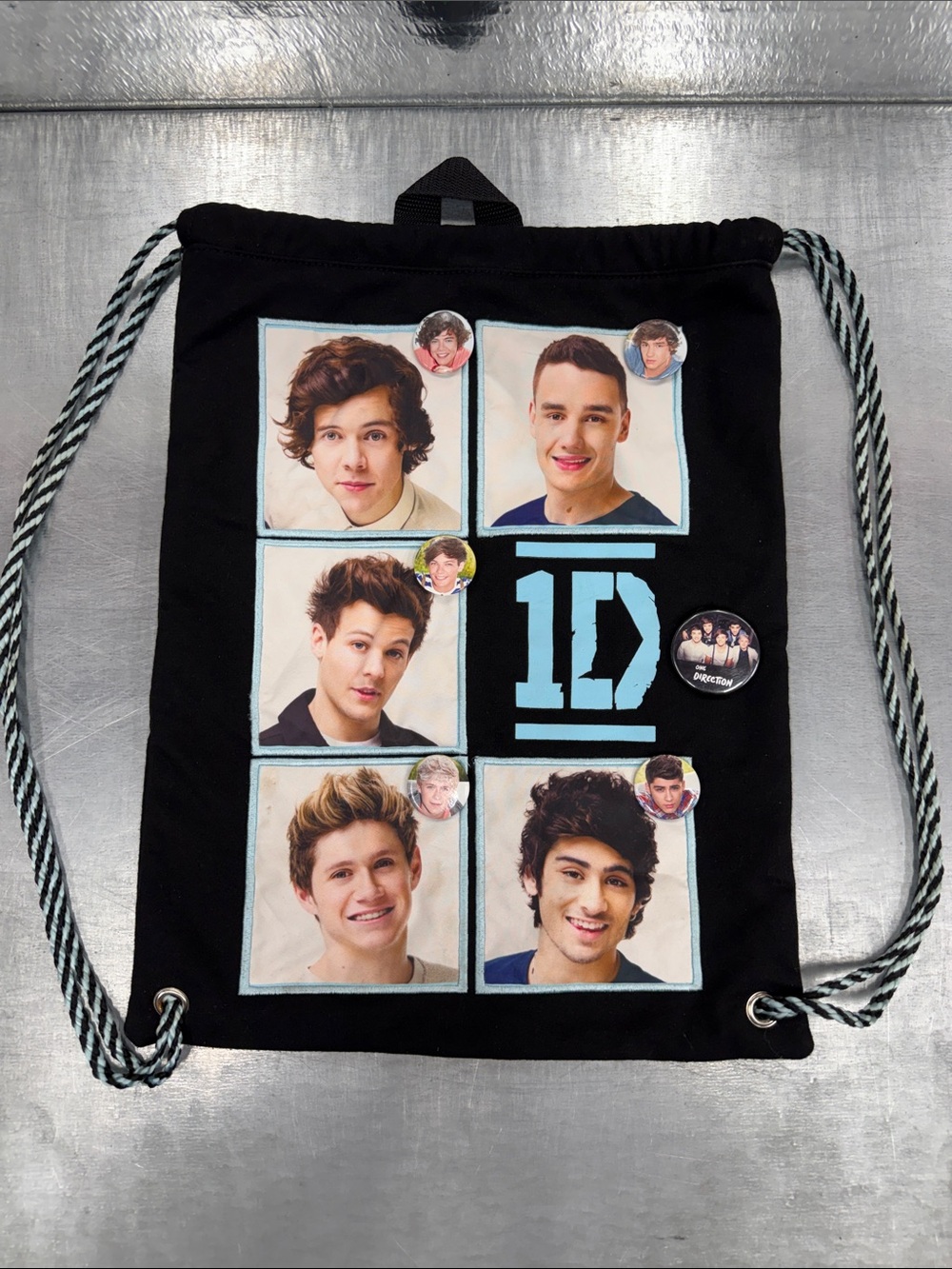 RARE Black One Direction Drawstring Gym Sack